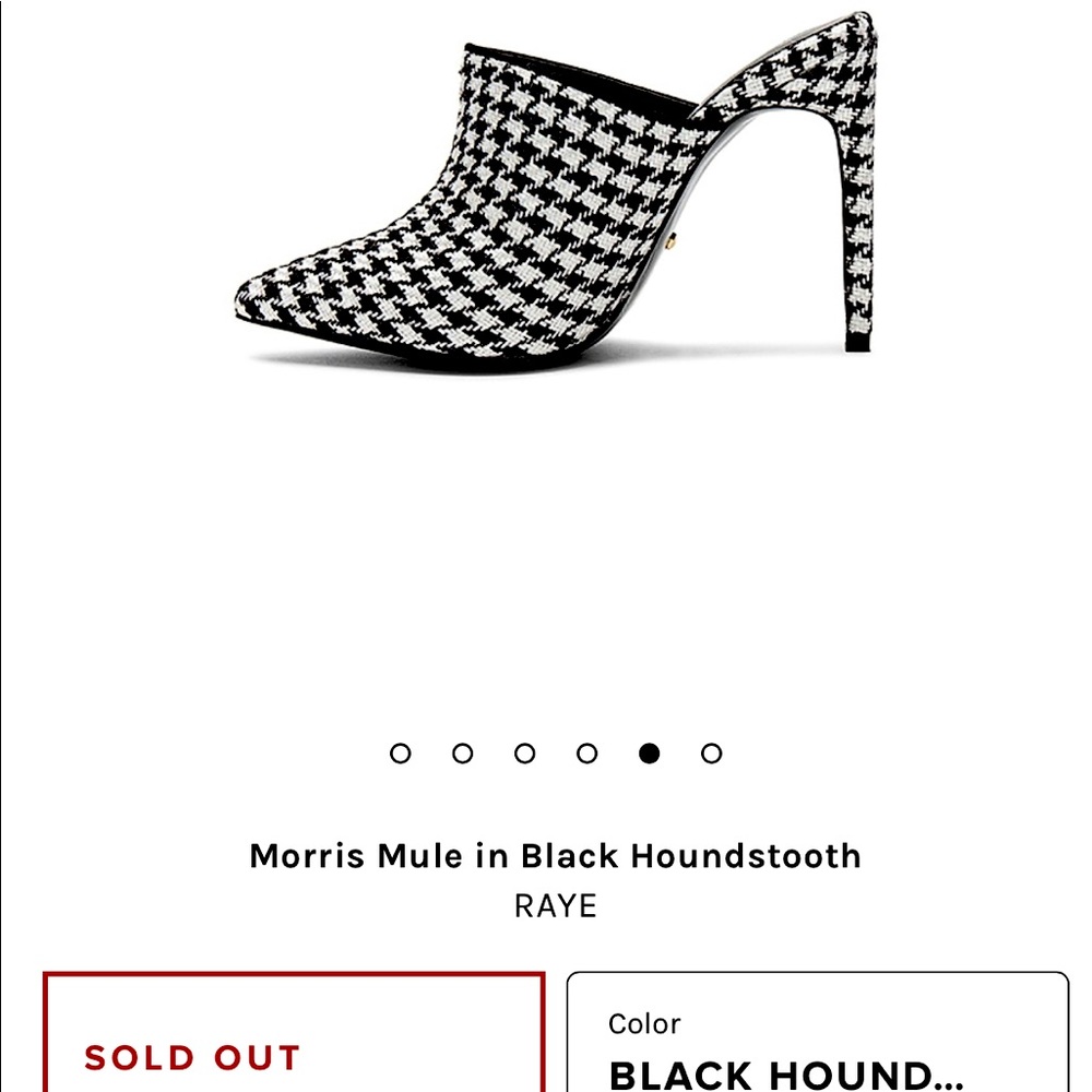 Raye Morris mule in black houndstooth (revolve)